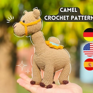 Modello all'uncinetto a cammello, Amigurumi all'uncinetto a cammello, presepe, giocattolo di Natale, animale all'uncinetto, modello semplice all'uncinetto