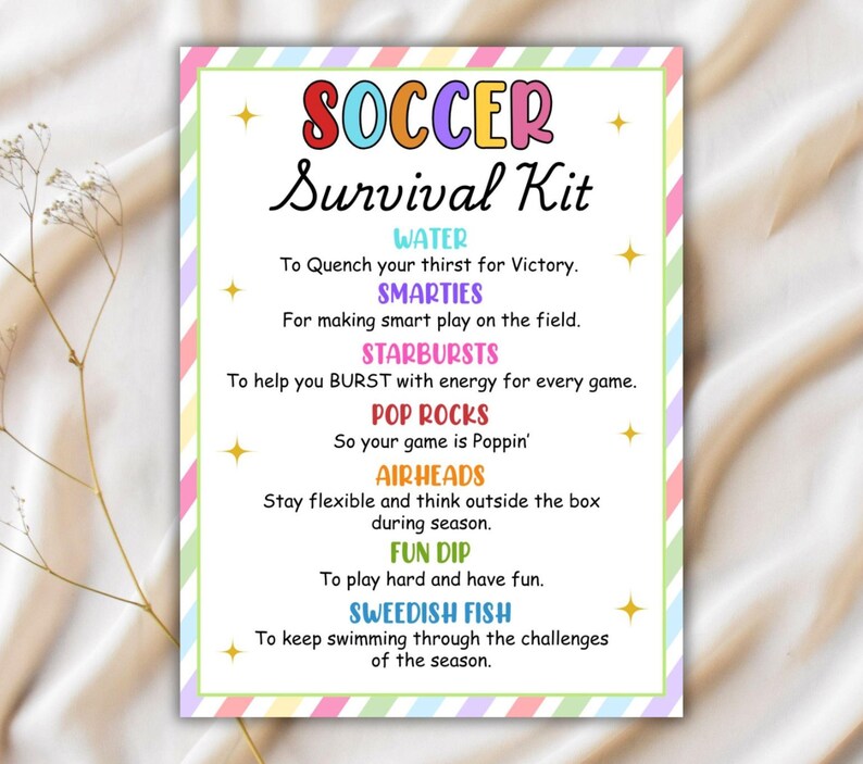 Soccer Survival Kit Gift Tags Printable Soccer Team Survival Kit Soccer ...