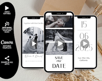 Digital Save The Date Video Invitation Template, Electronic Save The Date Video Invite, Text Message Save The Date, Save The Date With