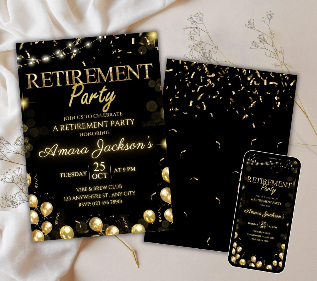 Retirement Party Invitation Template, Editable Retirement Dinner ...