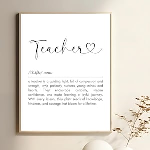 Teacher Definition Wall Art Printable, Digital Teacher Appreciation Gifts, Thank You Teacher, Teacher Gift, End of School Year Teacher Gift