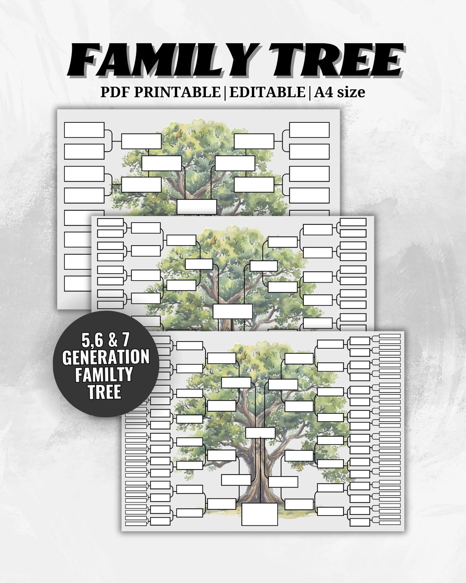 Family Tree Template 6 Generation Editable, Family Tree Chart ...