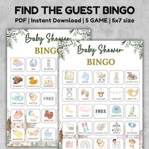 Babyparty-Bingo-Spiel, Safari-Baby-Bingospielkarten, Baby-Geschenk-Bingokarten, Dschungel-Babyparty-Bingospiel, minimalistisches Baby-Bingo