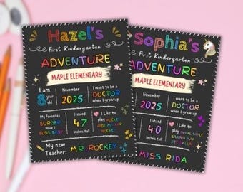 Back to School Chalkboard Sign Template, Editable First Day of School Sign, Printable First Day or Last Day, Personalized Boy or Girl Signs