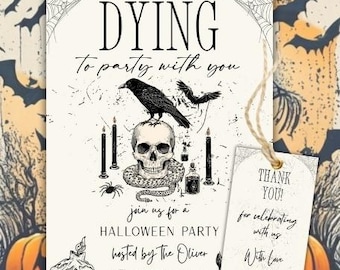 Vintage Halloween party Invitation, Dying Halloween party invitation, Editable Halloween Party Invite, Adults Halloween Costume party Invite