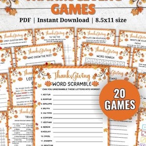 Thanksgiving Games Bundle, Thanksgiving Party Games, Thanksgiving Games for Adults Kids, Thanksgiving Game Printable, Friendsgiving games