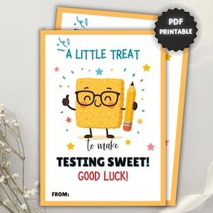 Crispy Rice Treats Good Luck Gift Tag Printable, Testing Day Snack Tag Classroom Treat Tag, Marshmallow Krispy Test Finals School Test