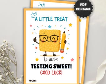 Crispy Rice Treats Good Luck Gift Tag Printable, Testing Day Snack Tag Classroom Treat Tag, Marshmallow Krispy Test Finals School Test