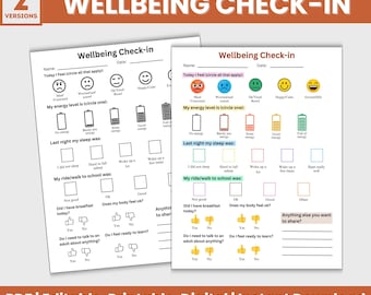 Student Wellness Check-in Printable, Daily Student Check-in, Wellbeing Check-in, Emotions Check-in Sheet, Stundent Check-i