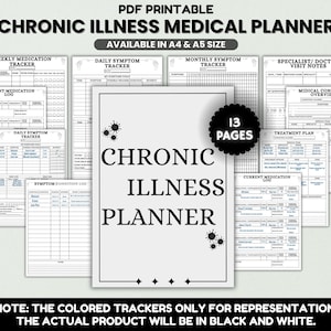 Chronic Illness Health Care Planner, Medical Information Binder, Medical Binder Printable, Medical Log, Symptom Tracker, Medication Tracker