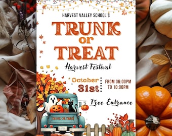 Modèle d'invitation de malle ou de friandise, modèles de malle ou de friandise pour un prospectus d'école, une invitation d'Halloween, une fête d'Halloween de quartier