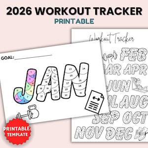 2026 Workout Tracker Printable - Fitness Goal Tracker Template (Digital Download)