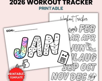 2026 Workout Tracker Printable - Fitness Goal Tracker Template (Digital Download)