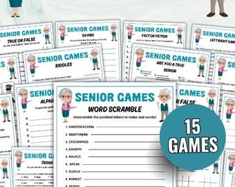 Pacchetto di giochi per anziani Giochi per feste per anziani stampabili Enigmi per anziani Giochi di logica per anziani Quiz per anziani Giochi per anziani Giochi per pensionati