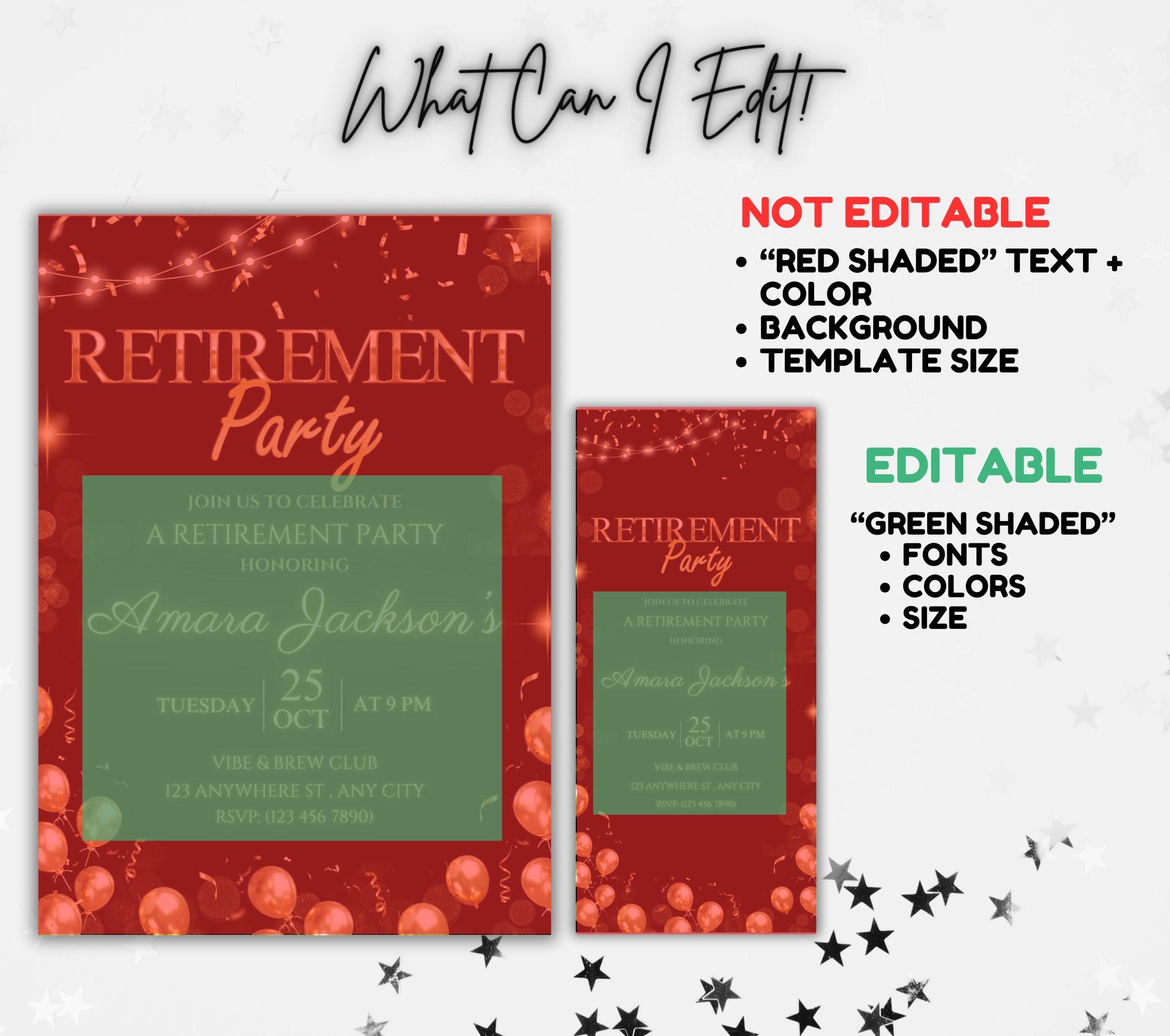 Retirement Party Invitation Template, Editable Retirement Dinner ...