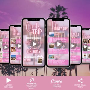 Digital Girls Trip itinerary Invitation Template, Travel Itinerary Birthday Weekend Invitation, Weekend Itinerary, Digital Schedule Invite
