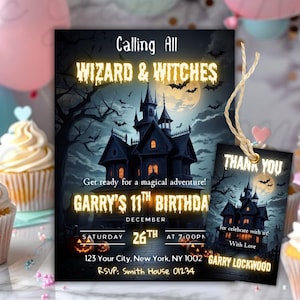Digital Magical Birthday Invite, Editable Wizards Witches Birthday Invitation Template, Magic School Wizardry Birthday Party Printable