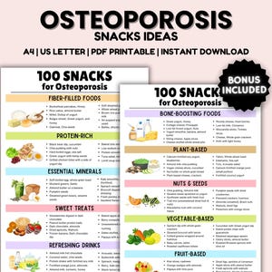 100 Osteoporosis Snacks List, Osteoporosis Diet Plan, High Calcium Food List, Healthy Food List and Diet Chart Osteoporosis Bone Health Diet