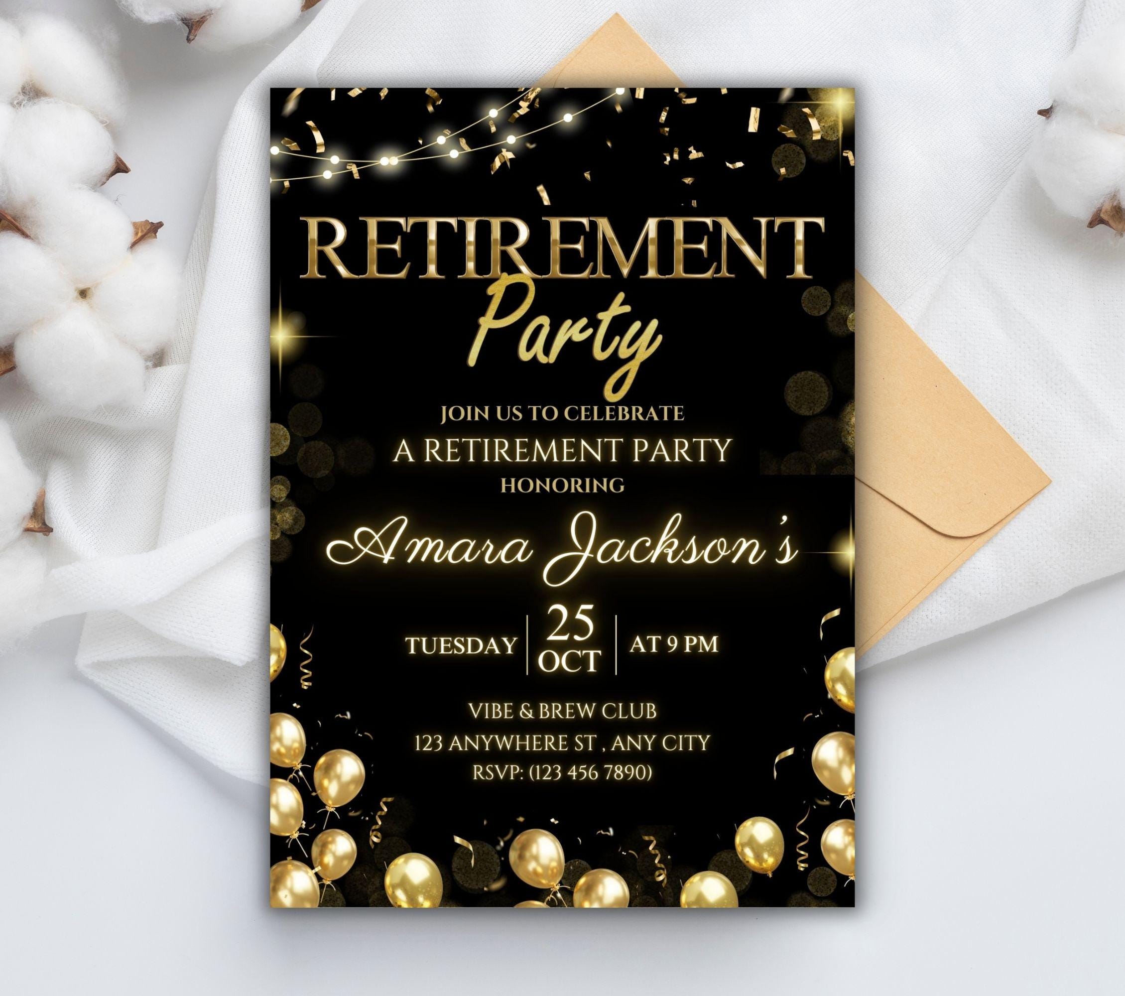 Editable Retirement Party Invitation Template, Retirement Dinner ...