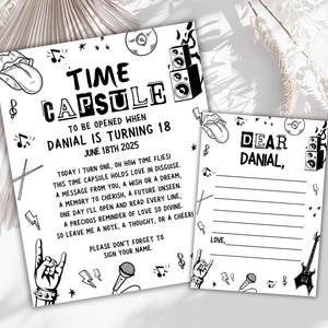 Capsule temporelle modifiable pour le 1er anniversaire de rock star, faire la fête comme un anniversaire de rockstar, 1er anniversaire de rock and roll, premier anniversaire livre d'or musique