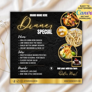 Plantilla de volante de ofertas de cena, diseño de volante DIY, volante de ofertas de cena, volante de menú de restaurante, volante de postres, volante para pequeñas empresas