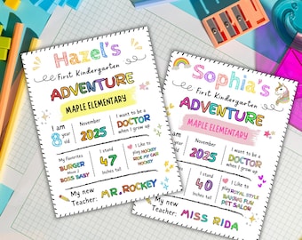 Back to School Sign Template, Editable First Day of School Sign Printable, First Day or Last Day, Reusable Personalized Boy or Girl Signs