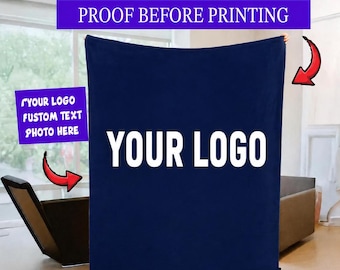 Custom Logo Blanket, Personalized Blanket with your Design, Business Company Logo, Sport Team Logo , Custom Design Throw