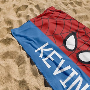 Personalized Superhero Beach Towel: Custom Name Cartoon Towel