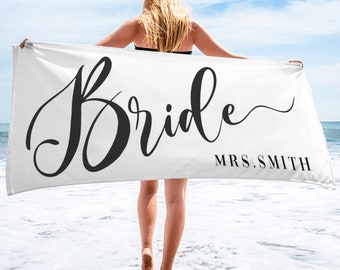 Custom Bride Beach Towel: Personalized Honeymoon Gift