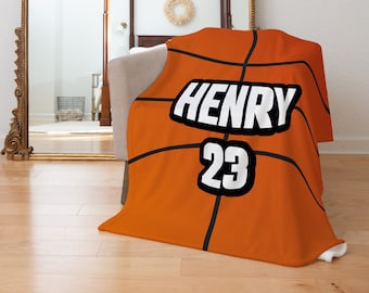 Custom Basketball Blanket, Personalized Blanket with Your Name, Gift for Basketball Lovers, Birthday Gift For Son, Basketball player gift