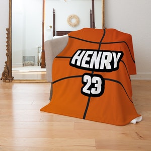 Custom Basketball Blanket, Personalized Blanket with Your Name, Gift for Basketball Lovers, Birthday Gift For Son, Basketball player gift