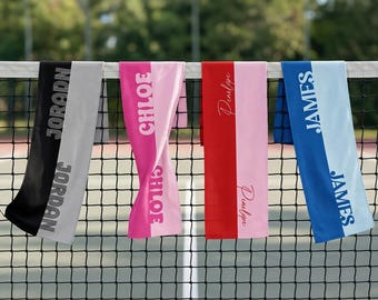 Custom Name Cooling Towels, Personalized 12"x31.5" Mesh Towels, Monogrammed Retro Design, Perfect for Gym, Yoga, Workouts & Summer Heat