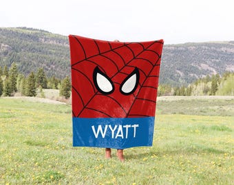 Personalized Superhero Blanket: Red Spider Throw for Kids