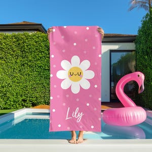 Daisy Custom Kids Beach Towel: Personalized Name Pool Towel