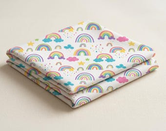 Rainbow Pattern Fabric, Pastel Rainbow Fabric, Boho Rainbow, Kids Rainbow Fabric, Rainbow Nursery Decor, Colorful Fabric, Rainbow Cotton
