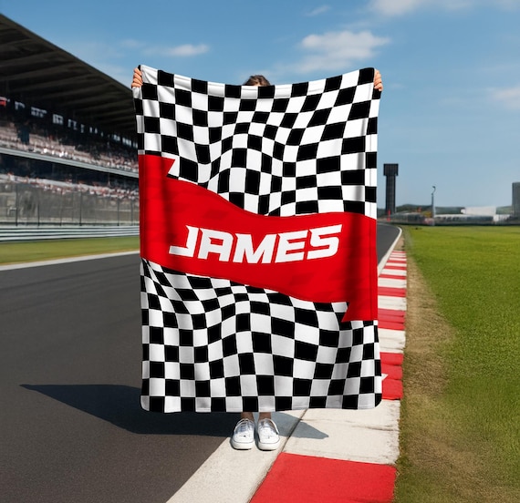 Personalized Checkered Flag Blanket, Custom Motorsport Gift, Personalized Racing Blanket, Motorsport Lovers, Checkered Blanket