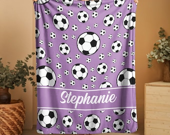 Personalized Soccer Blanket: Custom Senior Gift, Girls Soccer Cozy Throw, Gift for Soccer Team, Christmas Gift