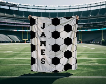 Personalized Soccer Blanket, Custom Sports Team Blanket with Name, Unique Senior Gift, Soccer Ball Blanket,Christmas Gift, Girls Soccer Gift