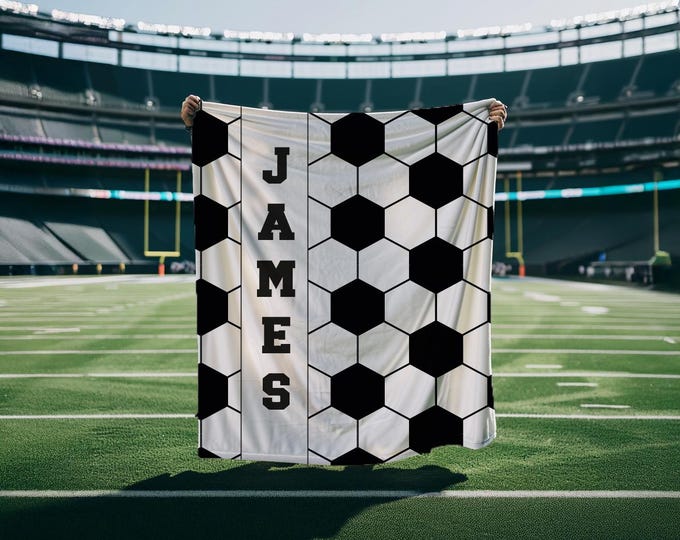 Personalized Soccer Blanket, Custom Sports Team Blanket with Name, Unique Senior Gift, Soccer Ball Blanket,Christmas Gift, Girls Soccer Gift