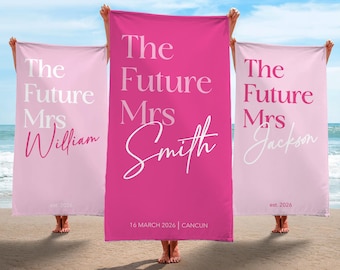 Custom Future Mrs. Beach Towel, Bride Towel Beach, Bachelorette Gifts For Bride, Bachelorette Party, Bride Beach Towel, Engagement Gift