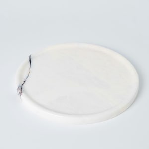 Viola Marble Round Tray, Marble Decorative Tray, Natural Stone Decorative Tray, Handmade Marble Jewellery Dish, Modern Vanity Decor Tray