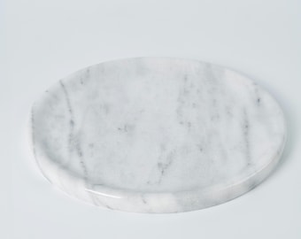 Marble Tray for Vanity Organizing, Home Decor Marble Tray, Natural Stone Jewelry Dish, Round Decorative Marble Tray, Marble Trinket Tray