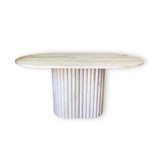 Natural Stone Dining Table, Travertine Pedestal Table, Marble Round Dining Table, Fluted Travertine Table for Living Room, Kitchen Table