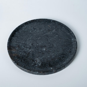 Round Marble Storage Tray, Black Marble Stone Tray, Decorative Natural Stone Tray, Home Decor Organizing Tray, Unique Marble Vanity Tray