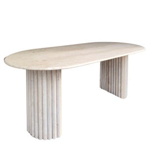 Travertine Round Dining Table, Rustic Handmade Marble Roung Dining Table, Travertine Oval Dining Table, Modern Natural Stone Dining Table