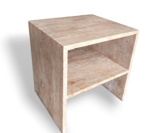 Travertine Nightstand, Natural Stone Bedside Table, Unique Marble Side Table, Home Decor Handcrafted Furniture, Travertine Night Side Table