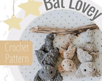 Bat Crochet Pattern, Halloween Plushie Lovey (Digital Download)
