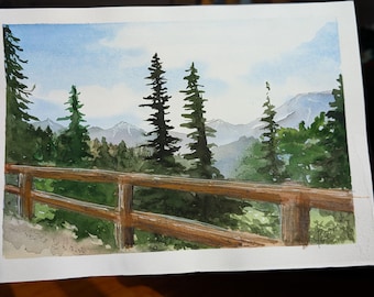 Montañas austriacas. Acuarela original sobre papel.