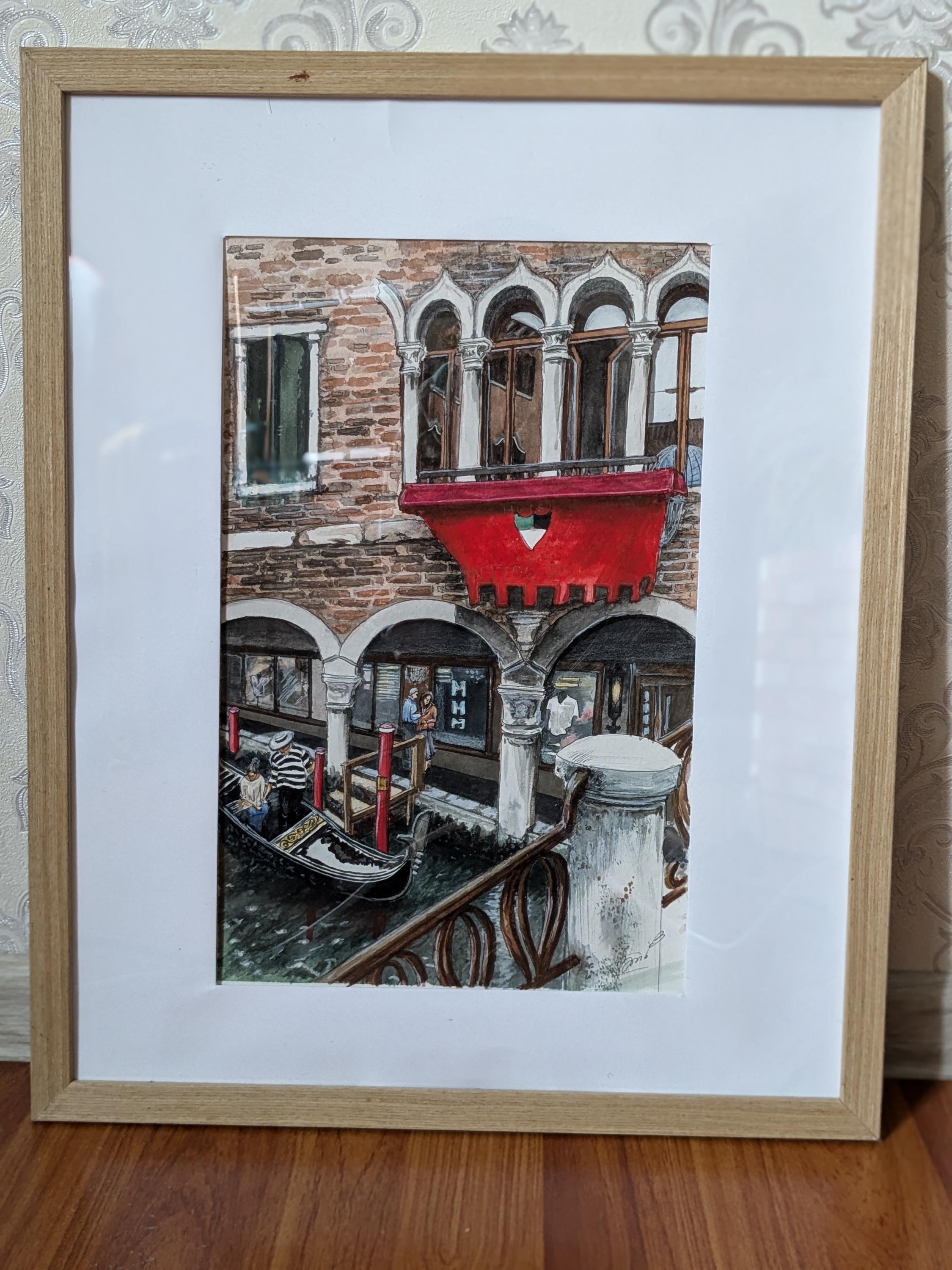 ヴェネツィアの水彩画 ポスター 額装 大きめのアート作品 ヴェネツィアの水彩画：オリジナルA3アート、額装可能 - Etsy 日本