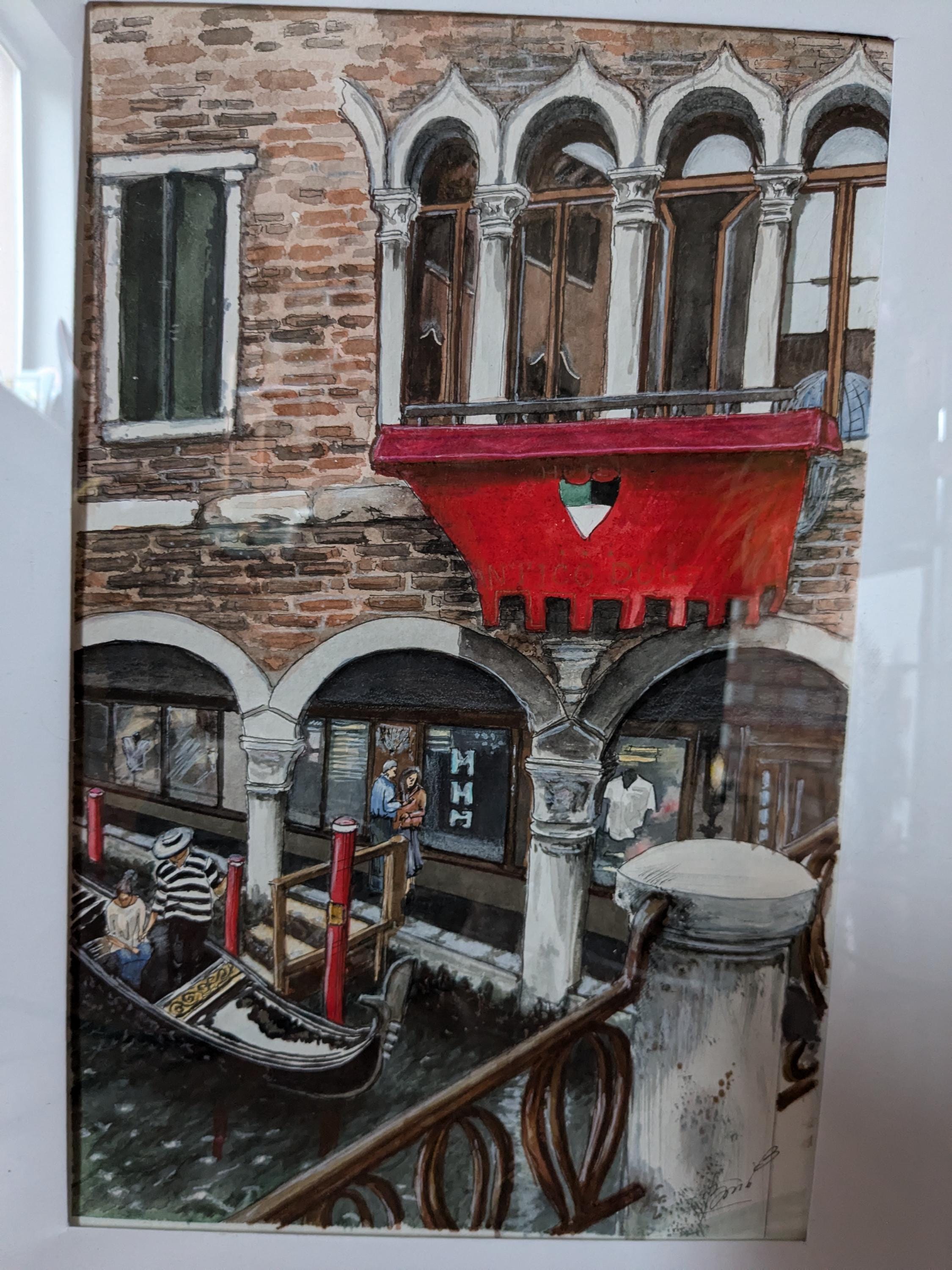 ヴェネツィアの水彩画 ポスター 額装 大きめのアート作品 ヴェネツィア